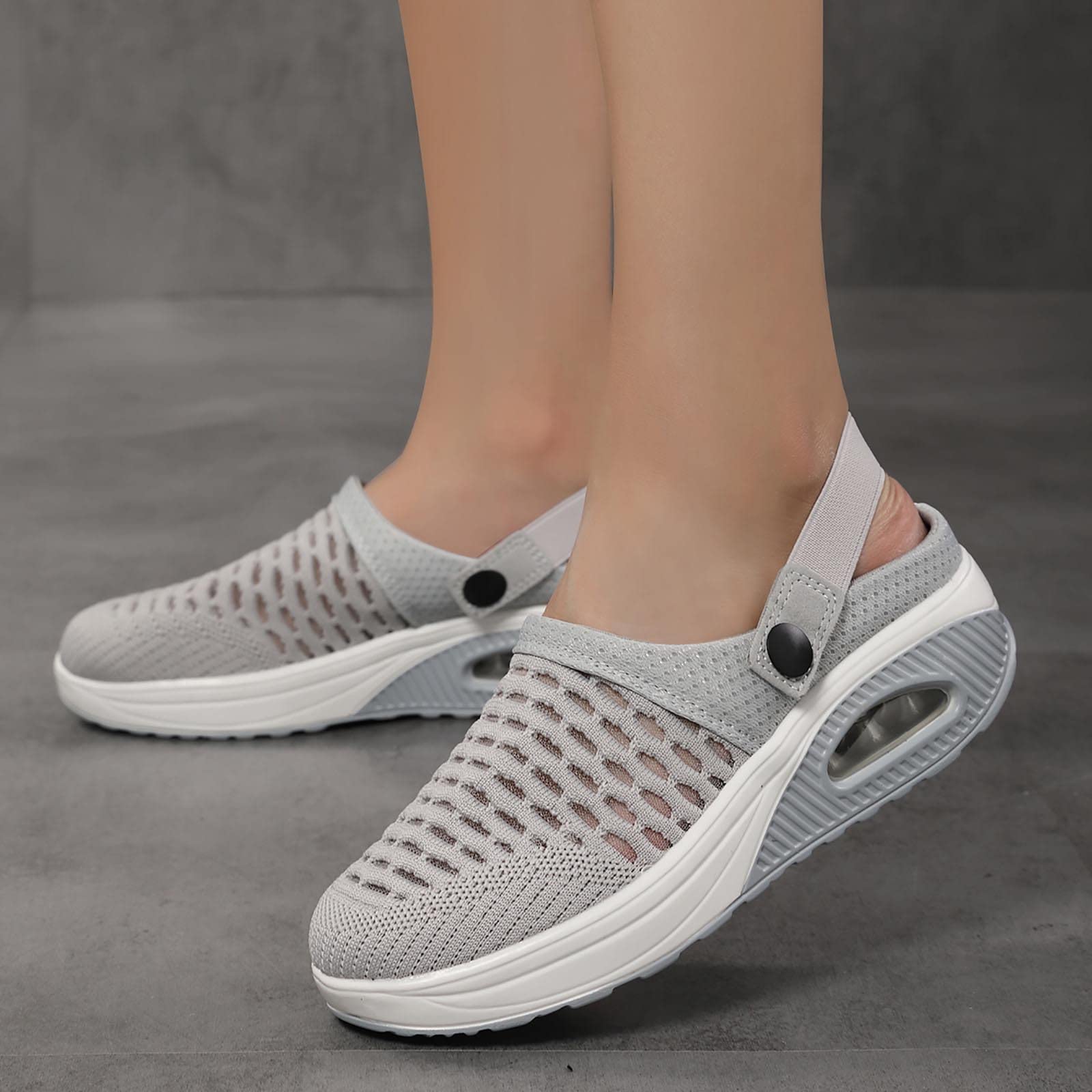 USCallm Women's Low-Top Casual Sneakers - Breathable Woven Slip-On Walking Shoes for Women | Lightweight Comfortable Beach & Outdoor Slippers | Perfect for Walking, Travel, and Summer Wear (Gray, Size 9)