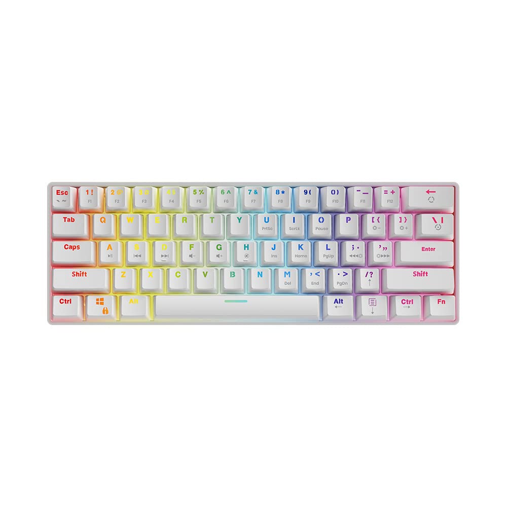 SAVIO Mechanical Gaming Keyboard - Whiteout Blue (Outemu Blue Switches) - White Backlit - Wired USB Keyboard for PC/Mac - Perfect for Gaming, Typing & Office Work