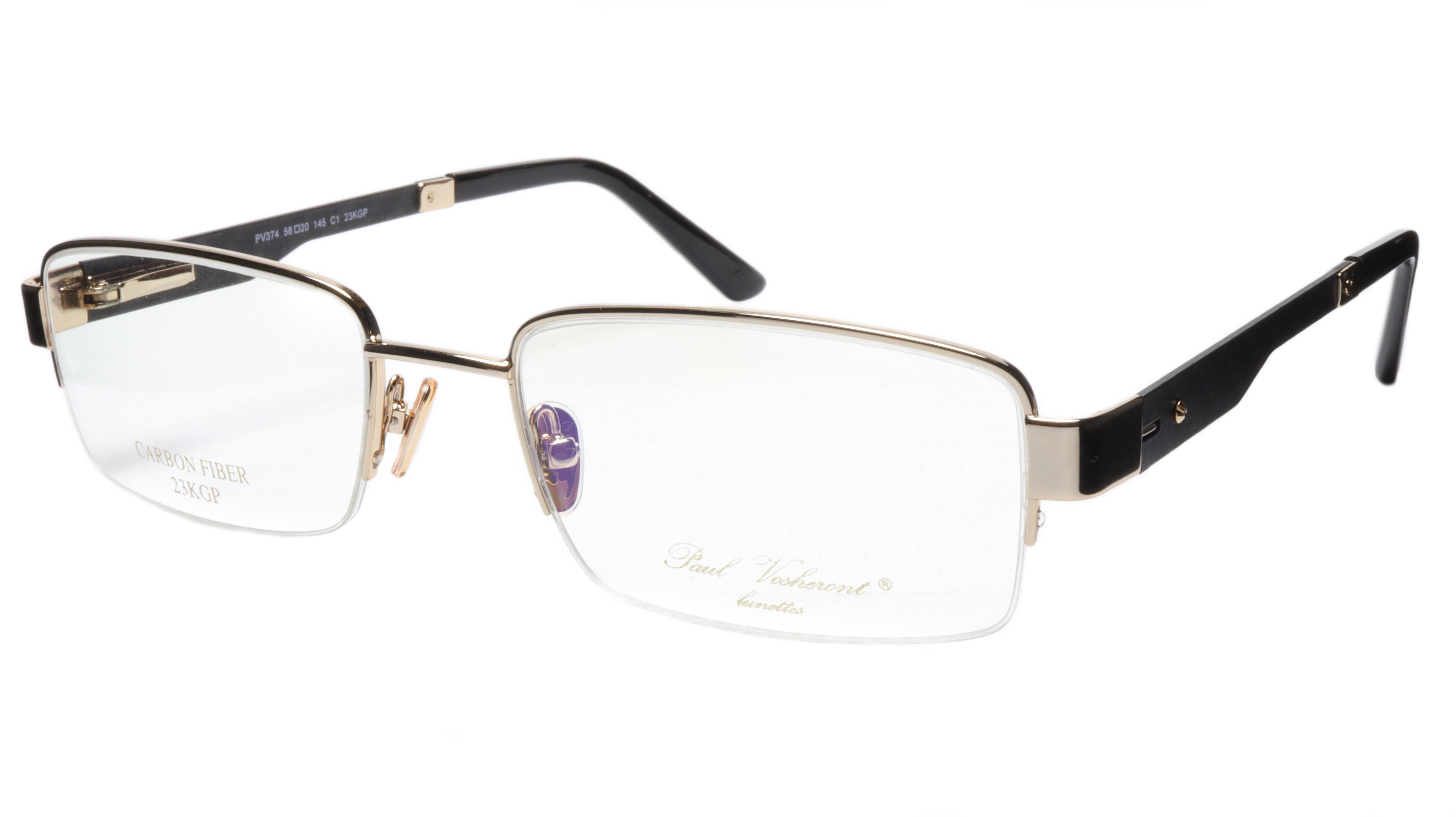 Paul Vosheront PV374 Gold Plated Acetate Eyeglass Frames - Italian Made (56-20-145) - Lightweight & Durable for Work, Reading & Fashion
