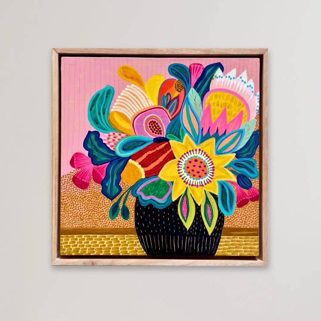 Sunburst Bouquet Original Handmade Oil Painting - Floral Wall Art for Living Room, Bedroom & Office Decor