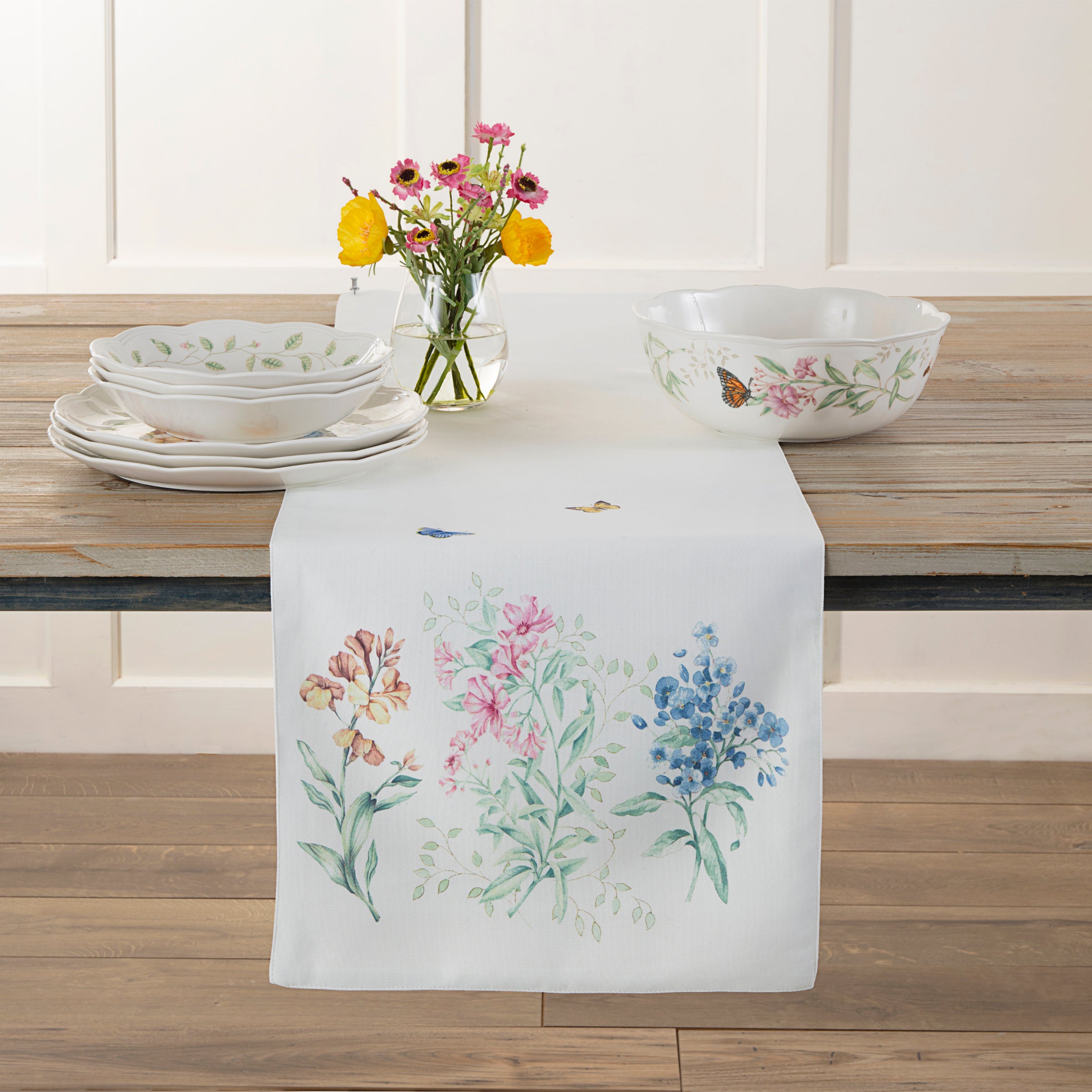 Butterfly Meadow Garden Runner Rug - Floral Butterfly Design Non-Slip Floor Mat for Home Decor, Living Room, Bedroom, Patio - Perfect for Spring and Summer Decorations