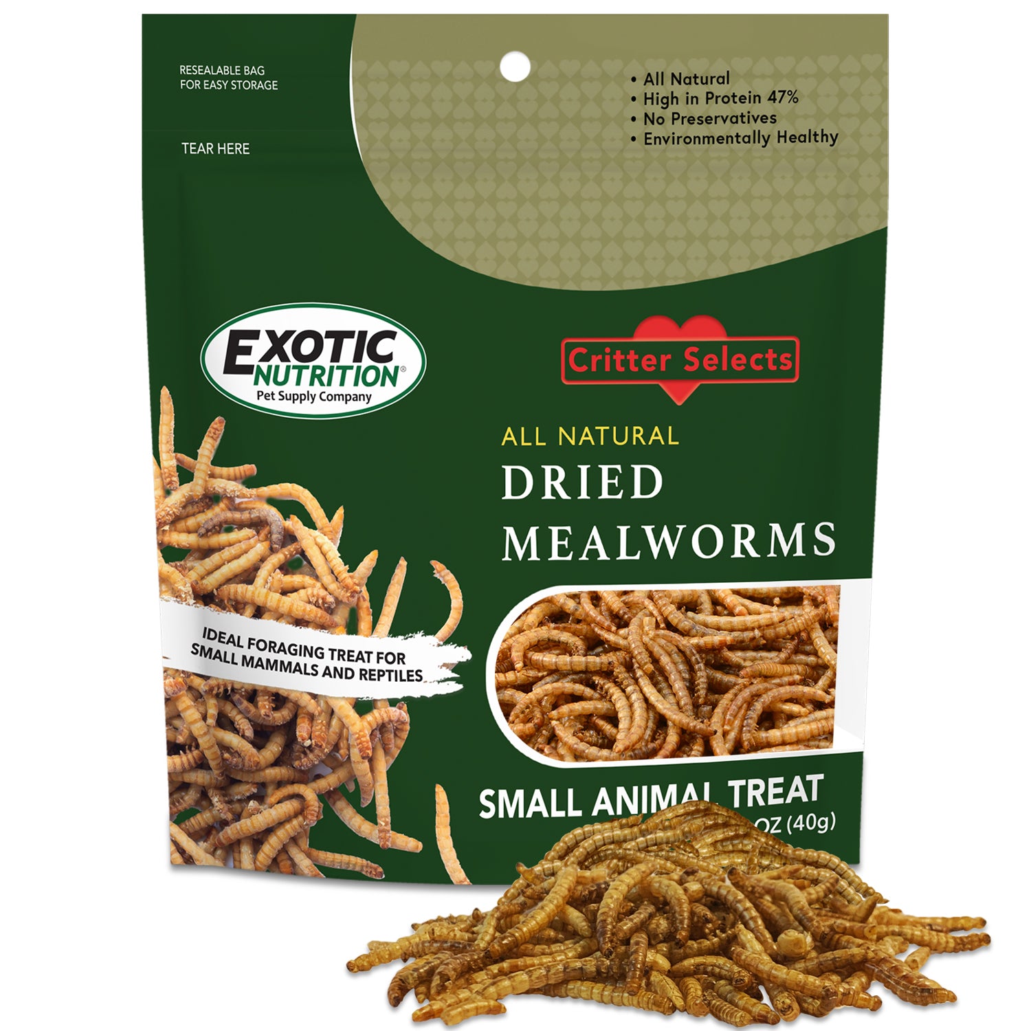 Premium Dried Mealworm Treats for Birds & Reptiles - 1.41oz High-Protein Snack - All-Natural Pet Food for Chickens, Hedgehogs, Wild Birds - Perfect for Backyard Feeding & Wildlife Attraction