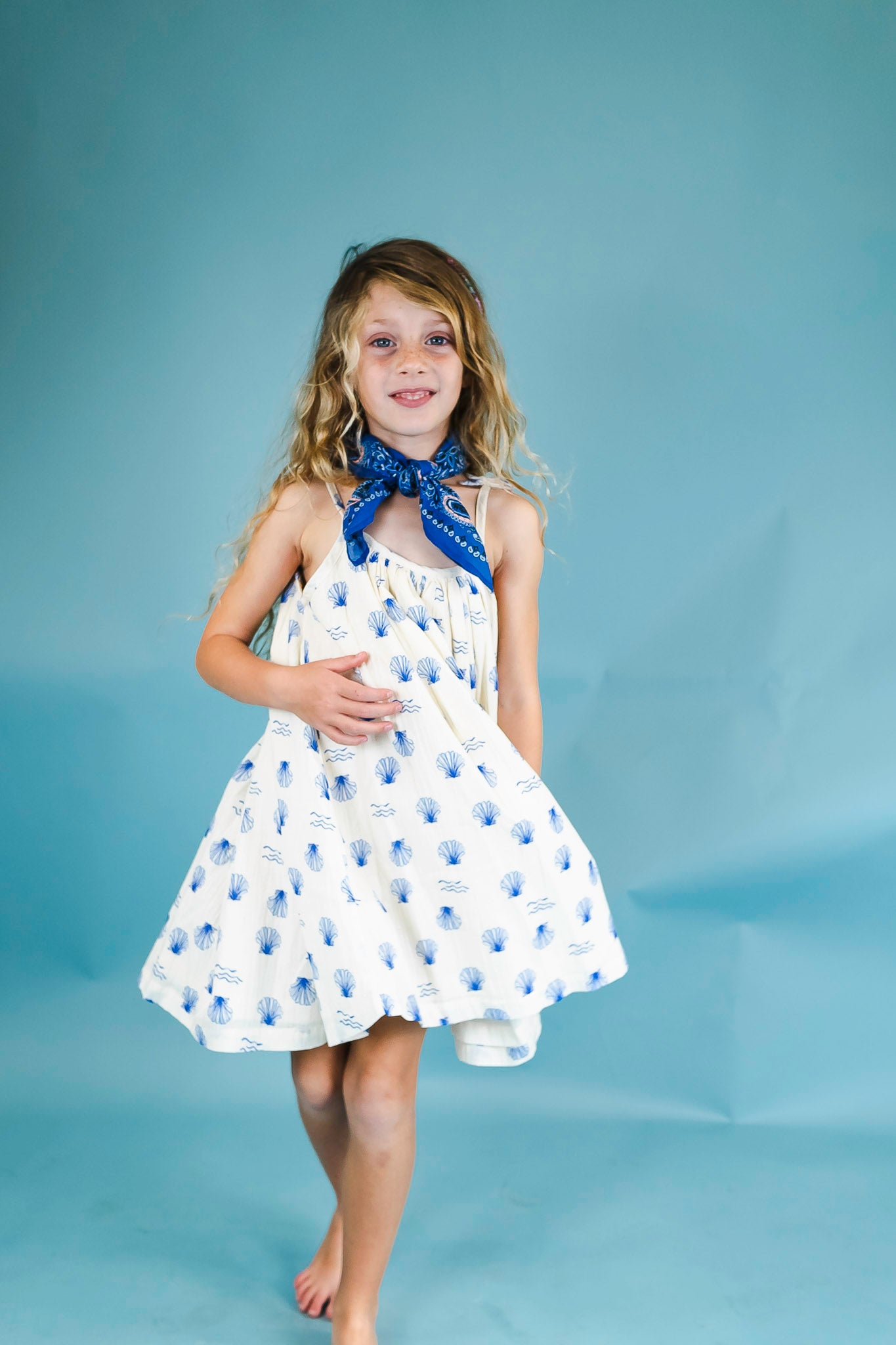 Organic Cotton Woven Dress for Toddler Girls - Coquillage Collection | Perfect for Playdates, Beach Outings & Special Occasions