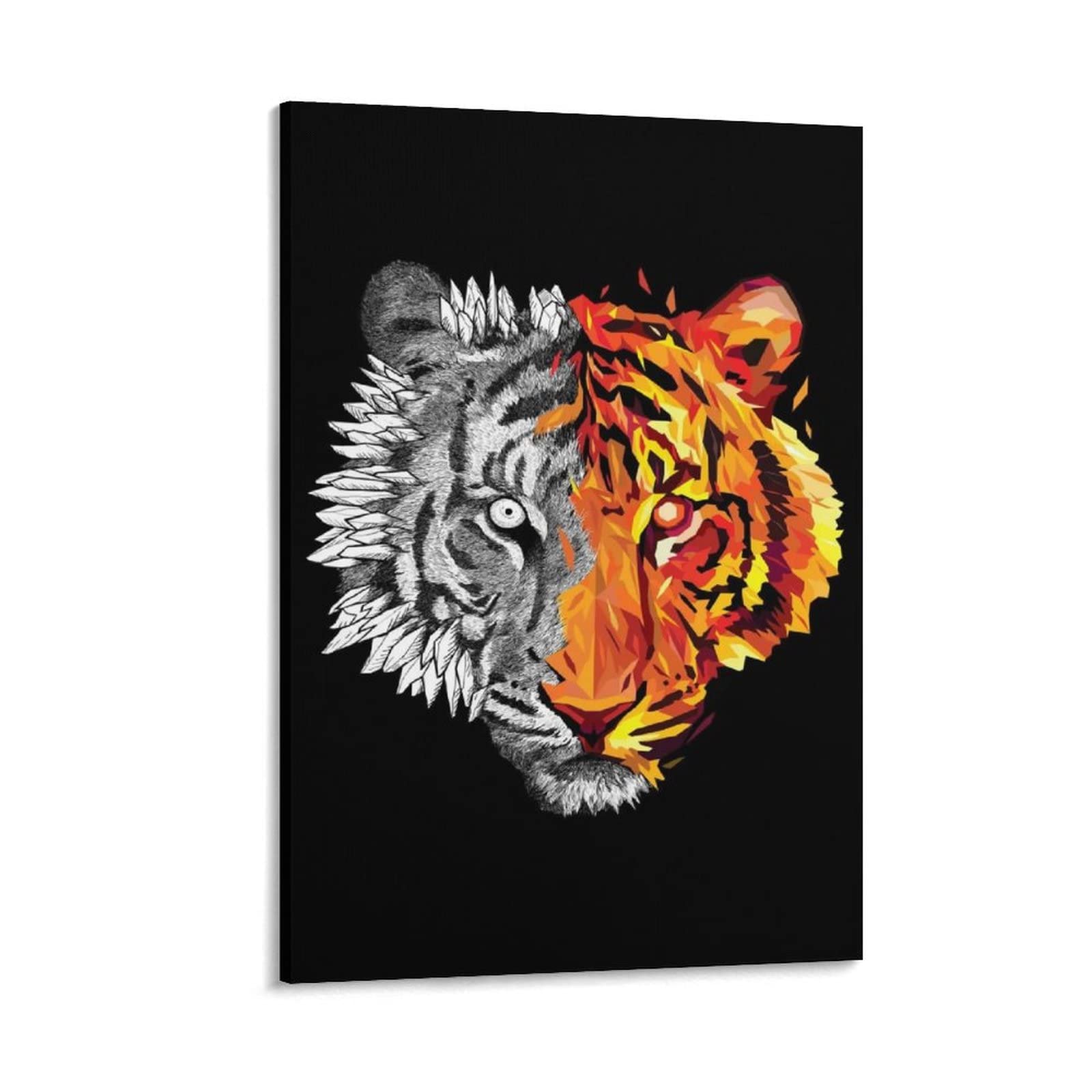 GeoSketch Tiger Wall Art Canvas Painting - Modern Home Decor Poster, Framed Art Print for Living Room, Bedroom & Office - Unique Birthday Gift for Men & Women - Perfect for Housewarming, Wedding & Holiday Presents