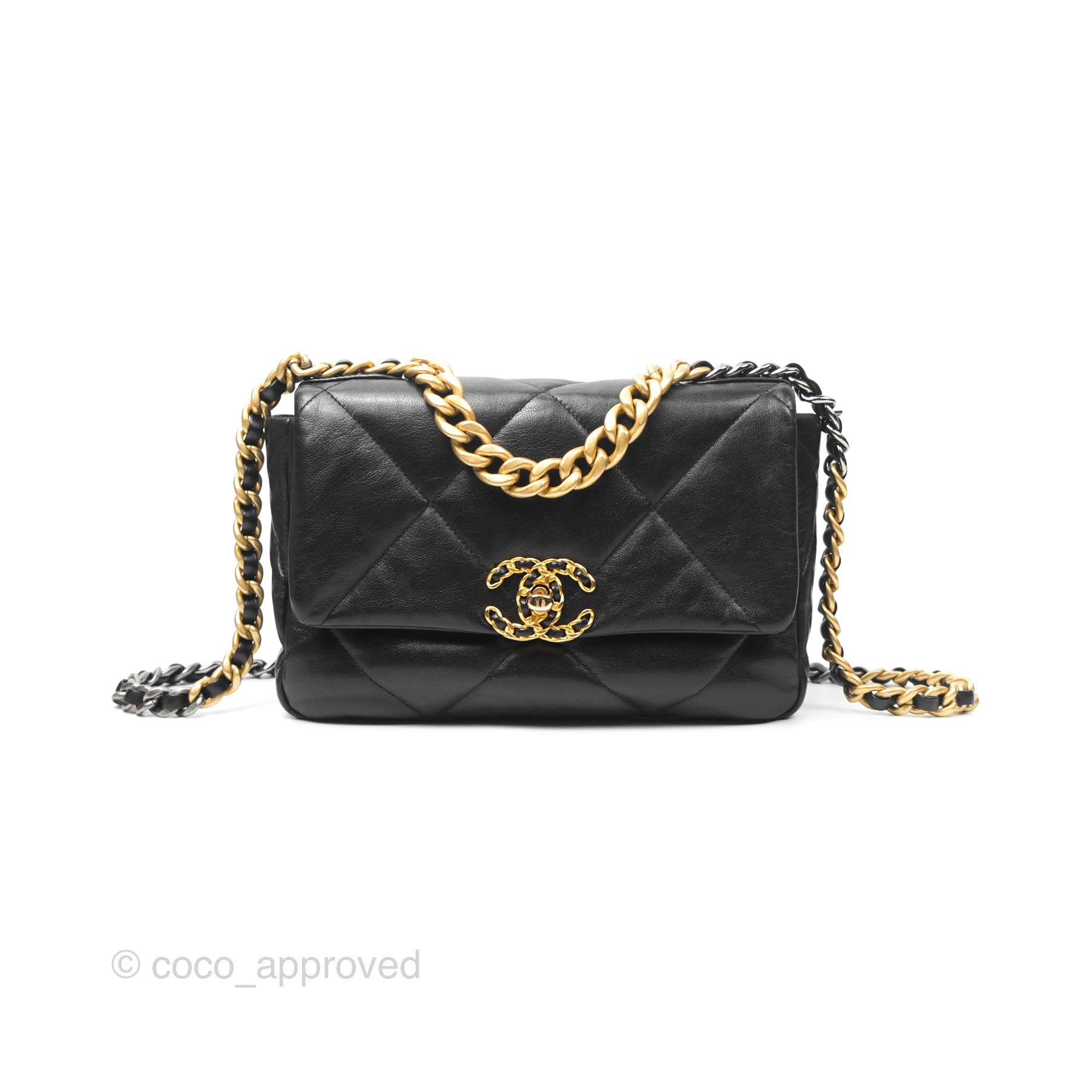 Chanel 19 Small Black Goatskin Mixed Hardware Flap Bag - Luxury Designer Handbag for Women, Perfect for Date Night & Evening Events