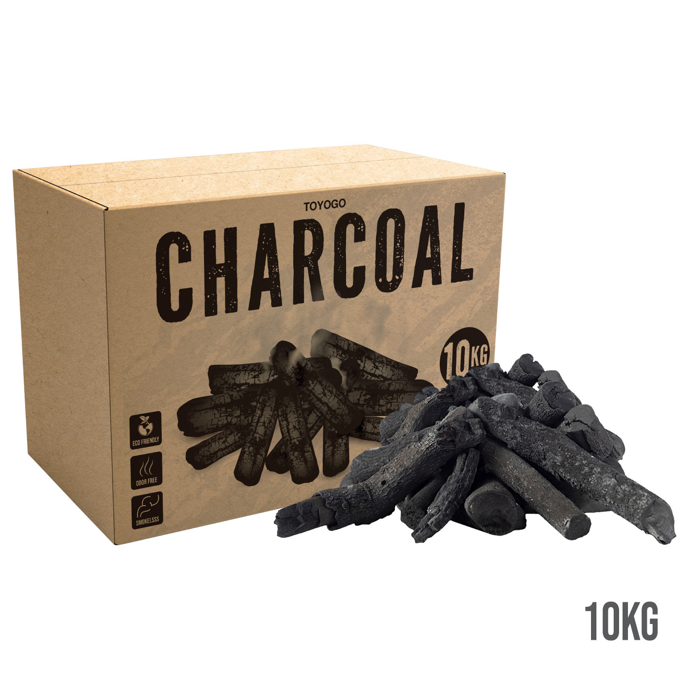 Premium BBQ Mangrove Wood Charcoal 10kg (NSH1003) - Natural Hardwood Lump Charcoal for Grilling, Smoking & Outdoor Cooking - Perfect for Backyard BBQs, Camping & Tailgating