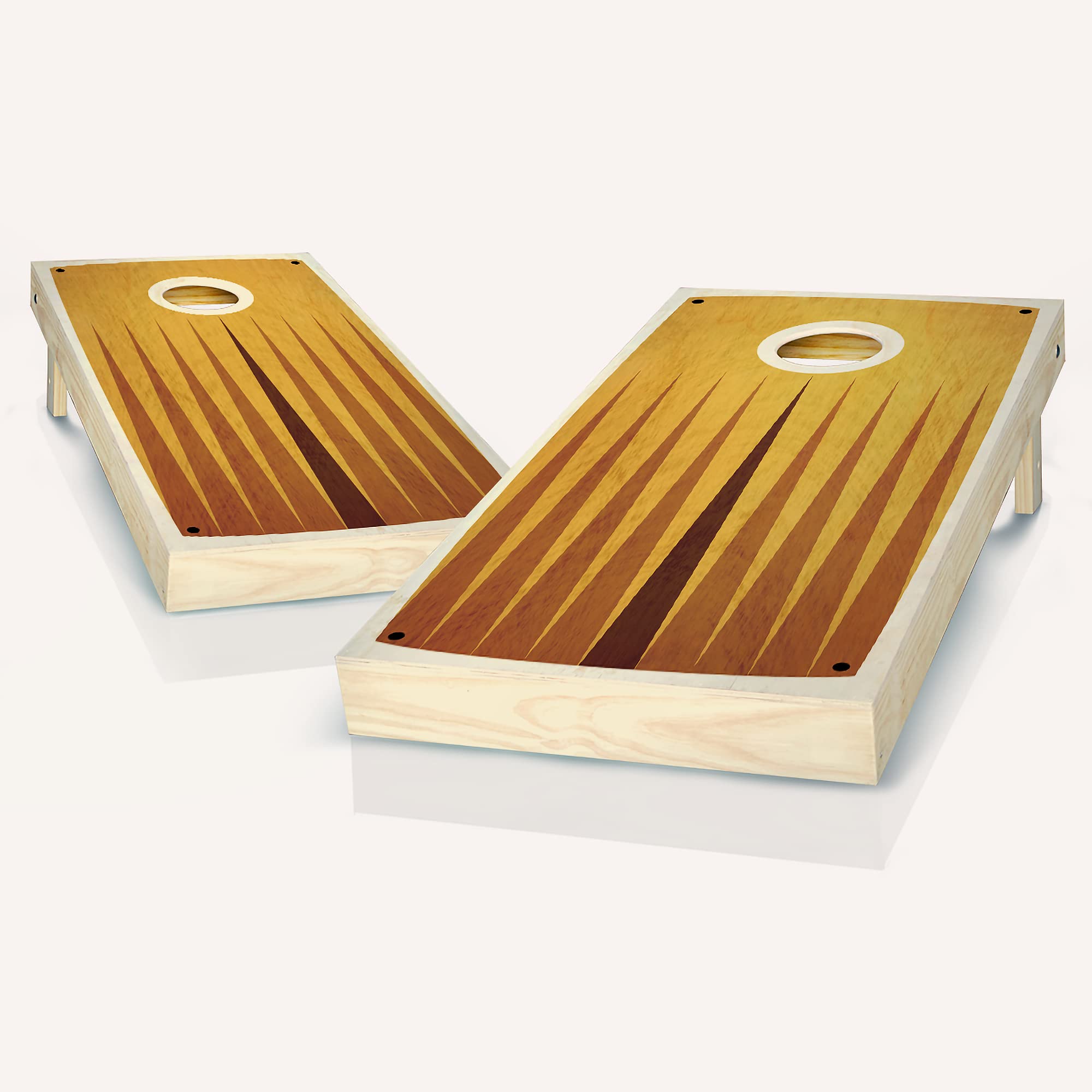 Premium Middle Pyramid Cornhole Set - 2 Wooden Boards, 8 Bean Bags, Carrying Case | Outdoor Lawn Games for Backyard, Tailgating, Parties & BBQ Events