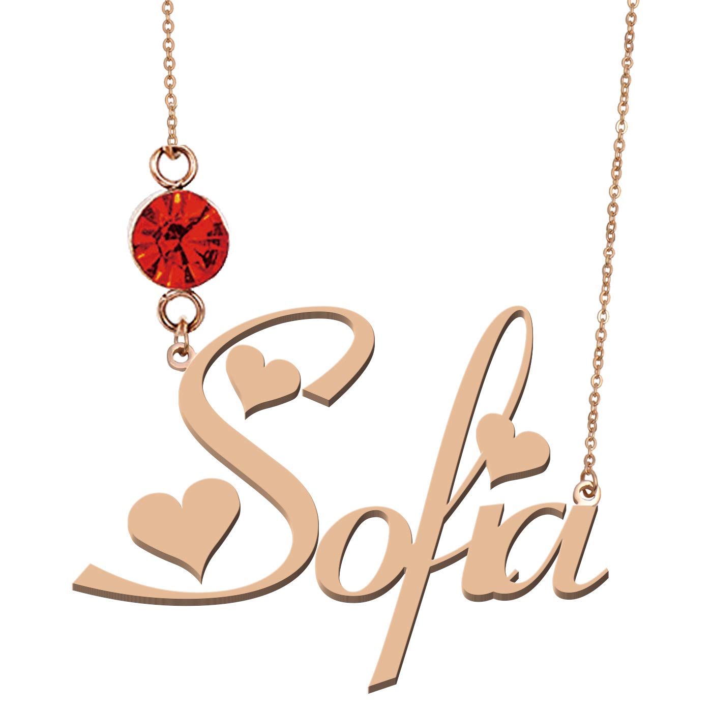 HUAN XUN Custom Name Necklace with Birthstone - Personalized Jewelry Gift for Women, Mom, Wife, Girlfriend - Perfect for Birthday, Anniversary, Valentine's Day