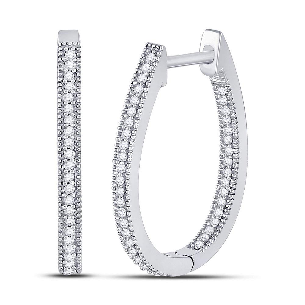 10K White Gold Women's Round Diamond Hoop Earrings 1/4 CTTW - Elegant Everyday Jewelry for Work, Parties & Special Occasions
