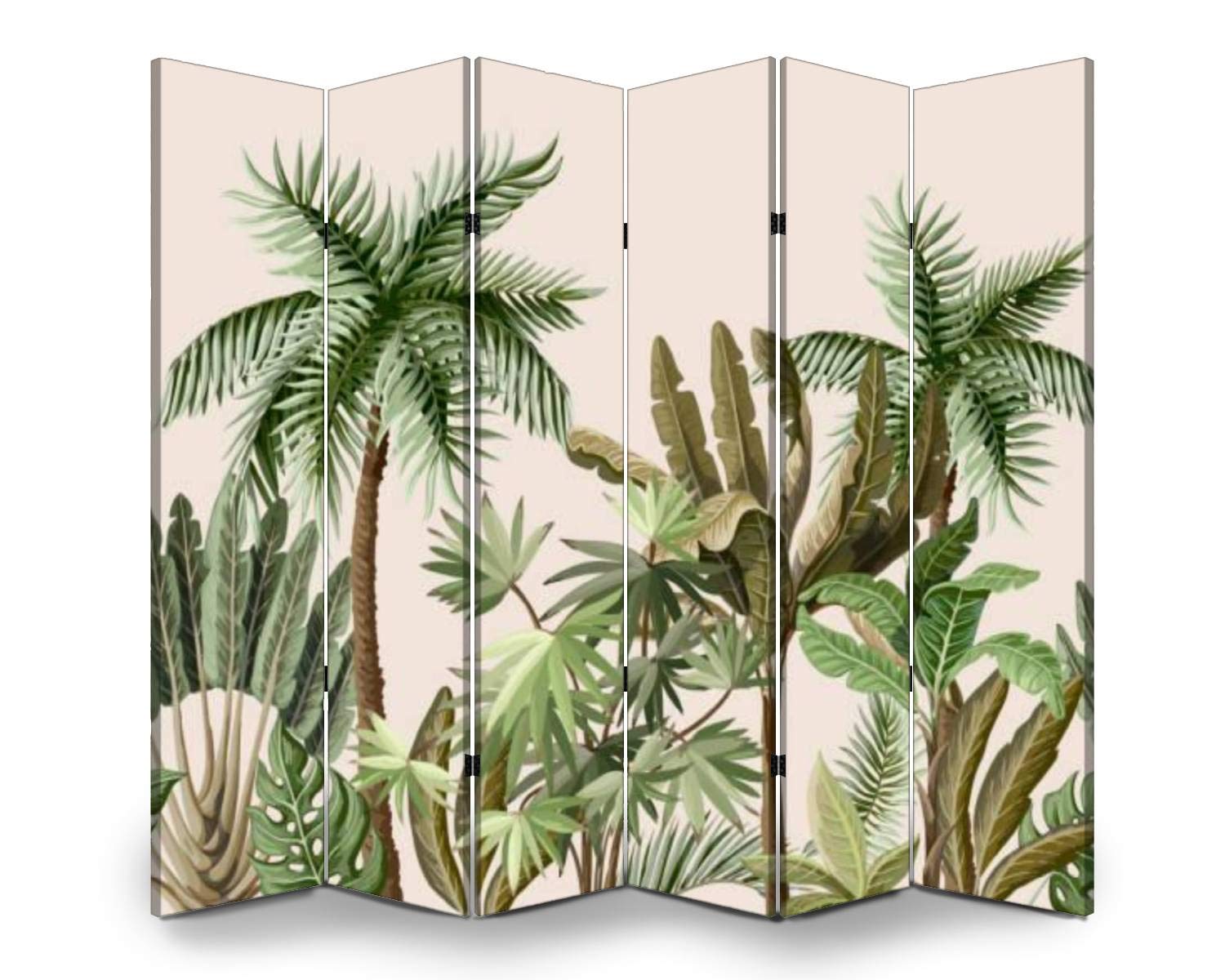 6-Panel Folding Room Divider Screen - Tropical Palm Banana Leaf Design - Freestanding Privacy Partition for Indoor/Outdoor Use - Perfect for Home Office, Bedroom Separation, and Event Spaces