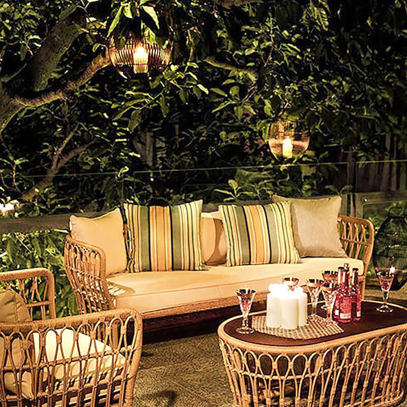 Natural Rattan Sofa with Cushion Pillow - 74