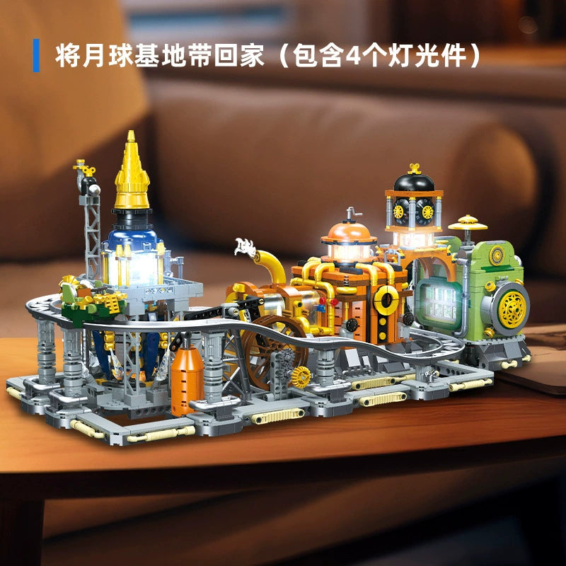 2842 Pcs JIESTAR JJ9114 Steampunk Moon Base Building Blocks Set - Creative DIY Model Kit for Adults & Teens - Perfect for Sci-Fi Fans, Collectors & Home Decor