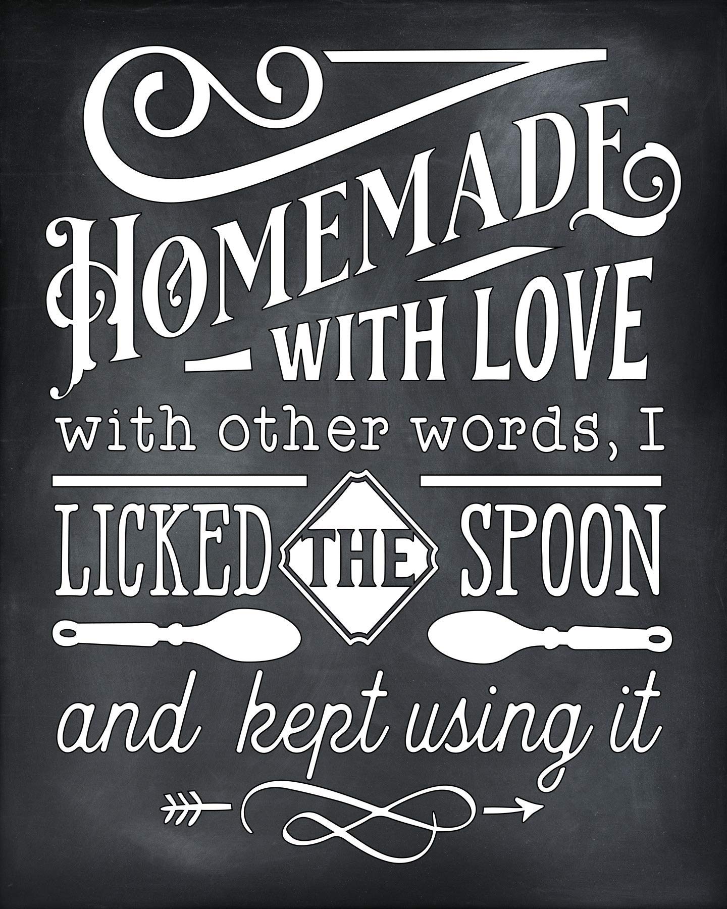 Funny Kitchen Sign - 'Homemade with Love I Licked the Spoon' | 8x10 Unframed Print | Humorous Wall Decor for Kitchens, Dining Rooms & Gifts | Perfect for Home Chefs & Baking Enthusiasts