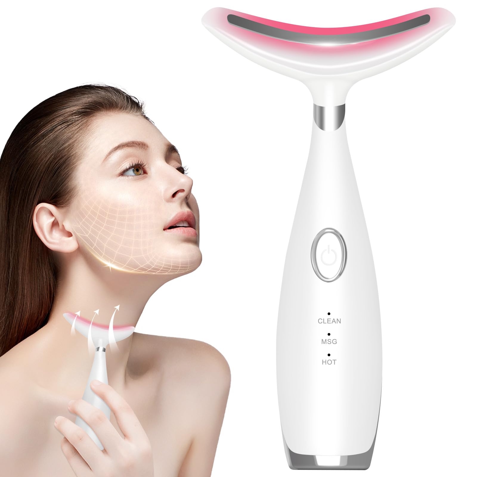 3-in-1 Heated Facial Massager with Vibration - Neck & Face Beauty Device for Skin Care & Relaxation | Perfect for Home Spa, Anti-Aging Routine & Stress Relief