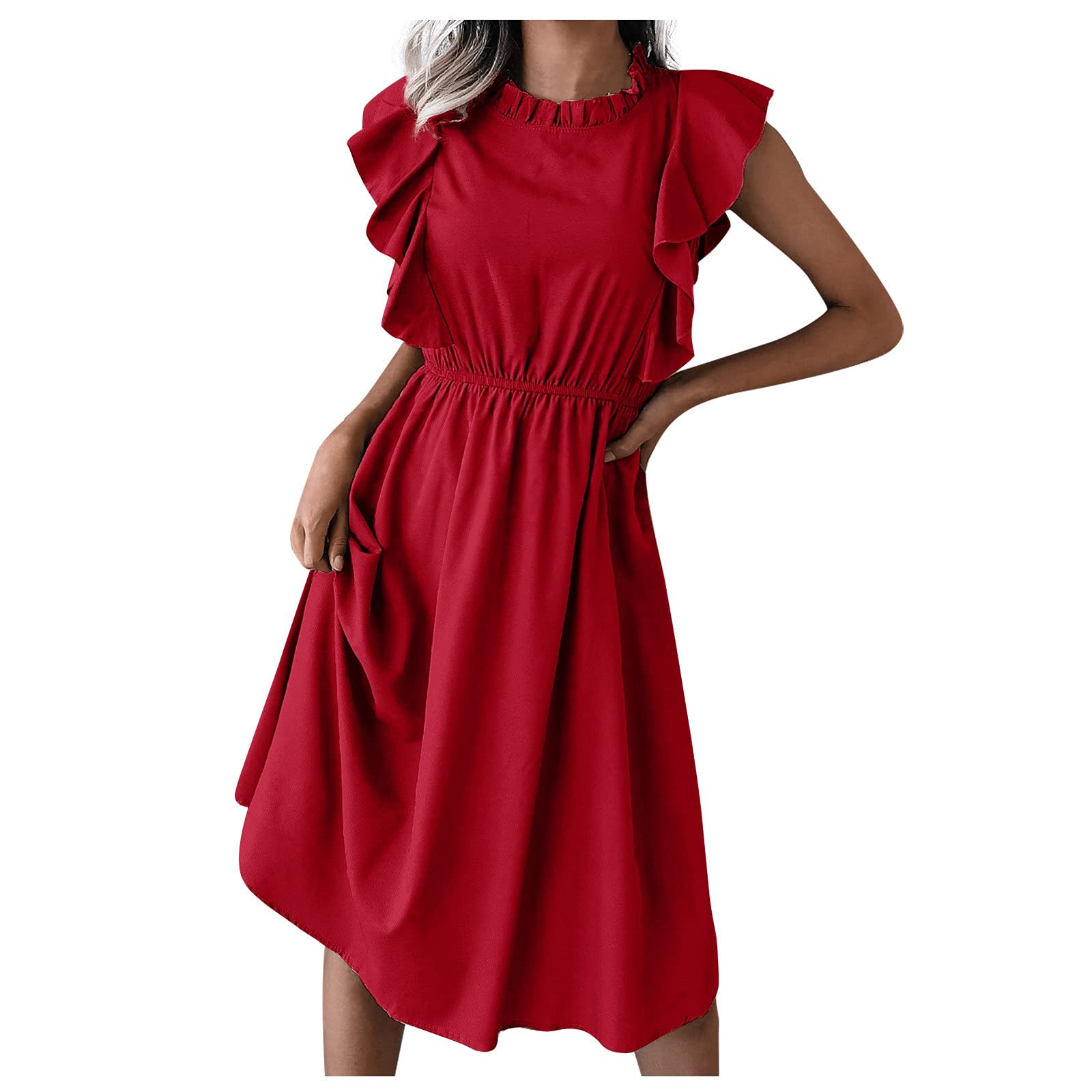Women's Spring & Summer Short-Sleeve Slim Retro Print Dress - Casual Flowy Dress for Beach, Party & Everyday Wear