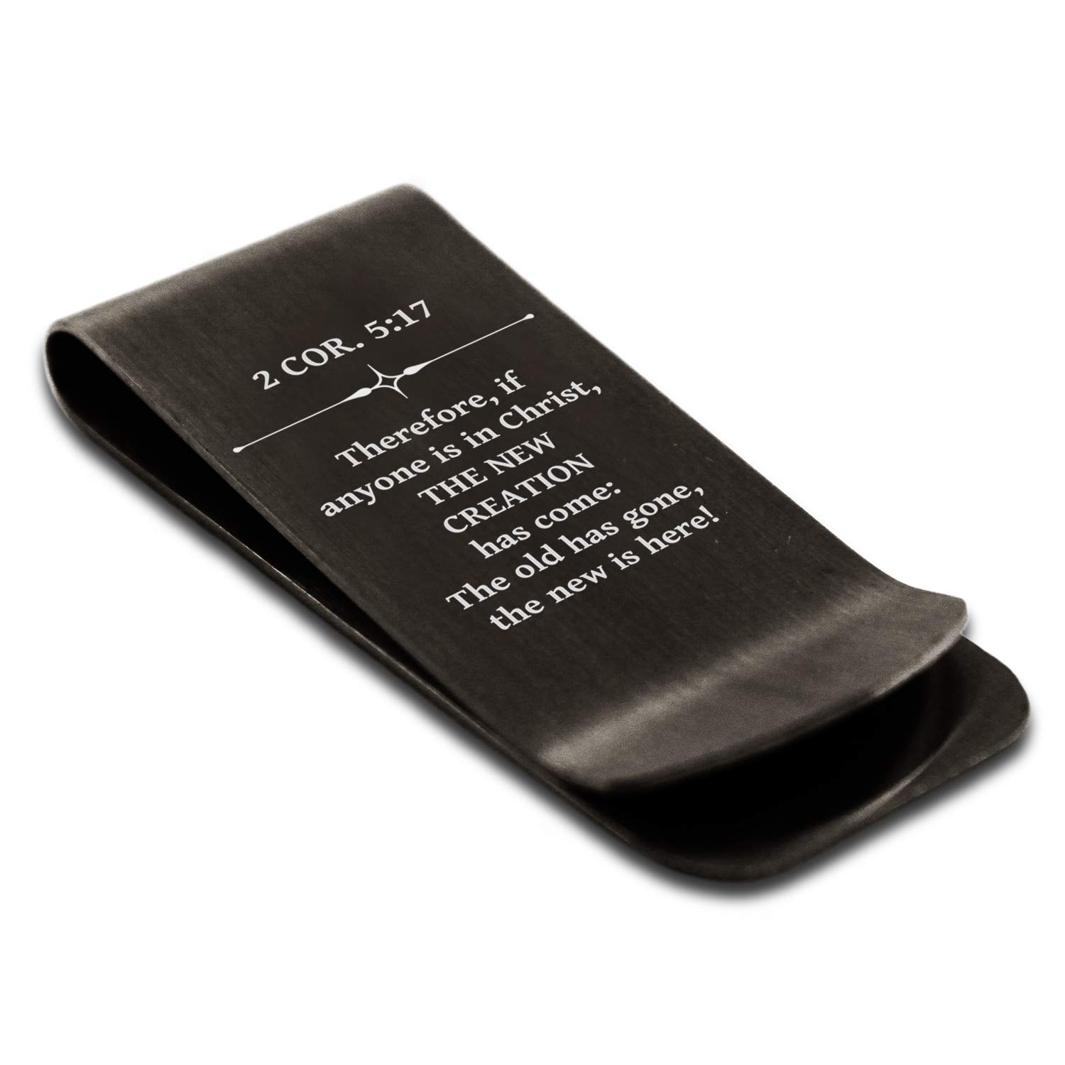 Stainless Steel Christian Money Clip & Credit Card Holder - 2 Corinthians 5:17 Bible Verse Engraved - Perfect for Gifts, Weddings, and Everyday Carry