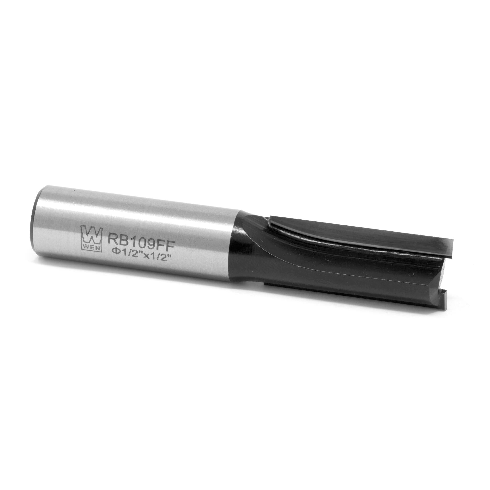 WEN RB109FF 1/2 Inch Straight 2 Flute Carbide Tipped Router Bit with 1/2 Inch Shank - Perfect for Woodworking, Cabinetry, and DIY Projects