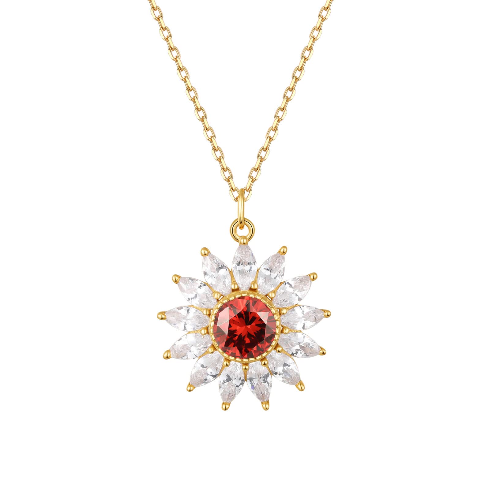 Birthstone Sunflower Necklace for Women - Sterling Silver Cubic Zirconia Pendant, Personalized Birthday Gift for Her | Perfect for Anniversaries, Mother's Day & Everyday Wear