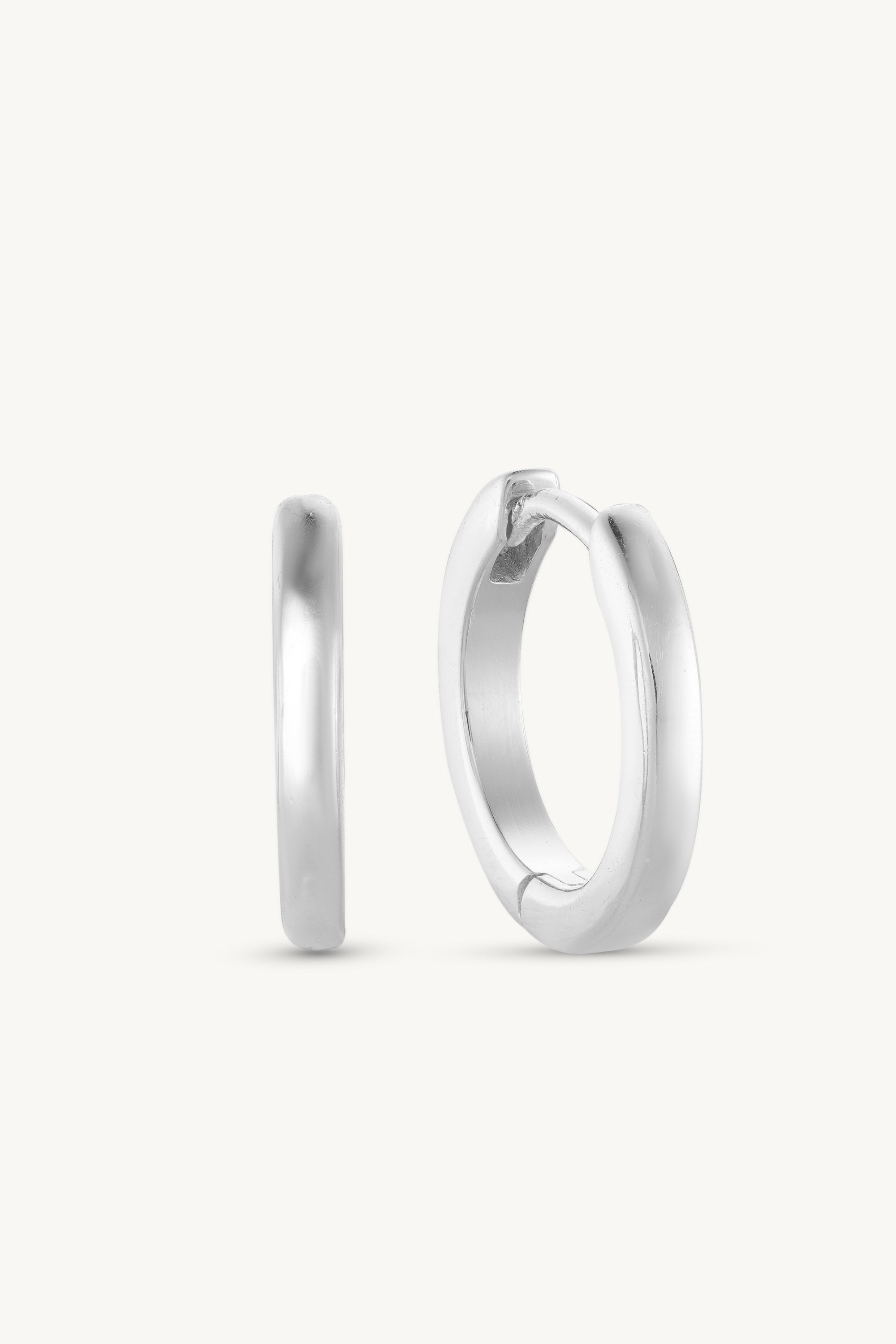 Stylish Polished Silver Huggie Hoop Earrings - Medium Size for Everyday Wear & Gifts