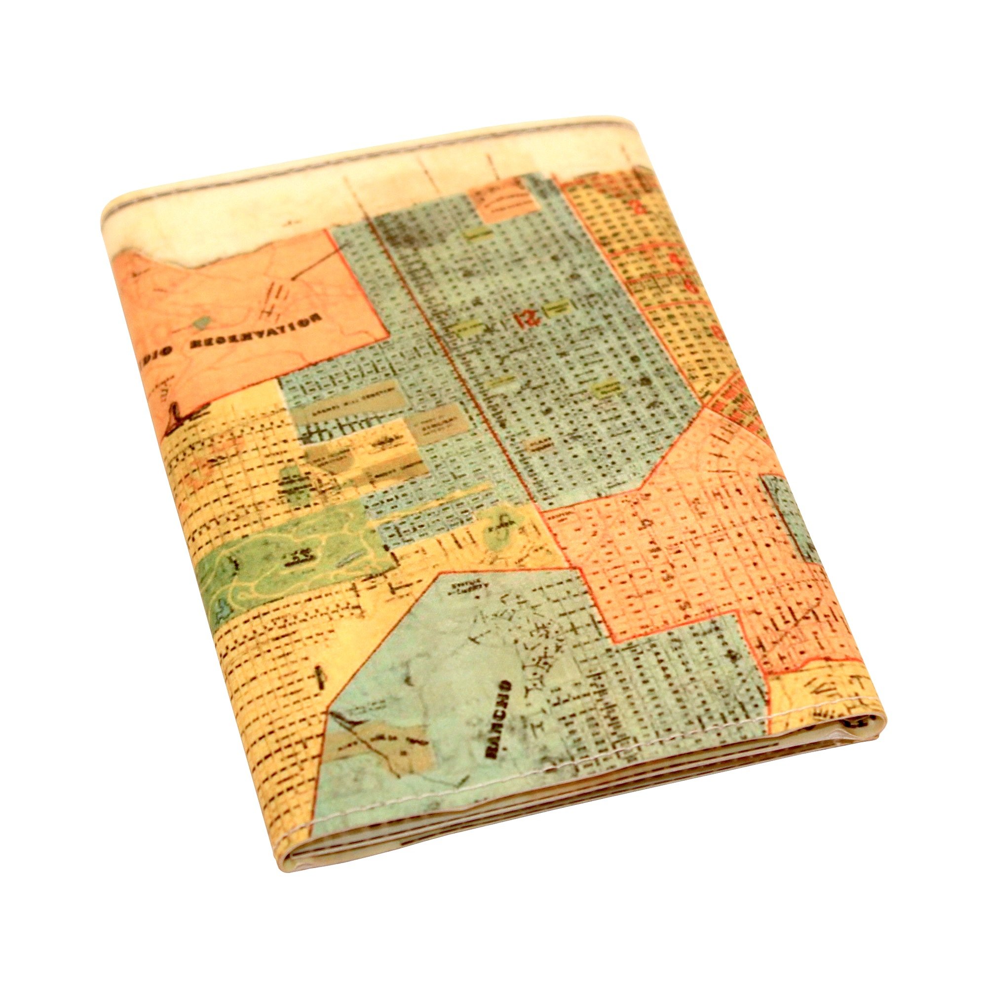 Vintage Maps & Places Tri-Fold Leather Wallet by Jamila Starwater - Perfect for Travel, Gifts & Everyday Carry (Men & Women)