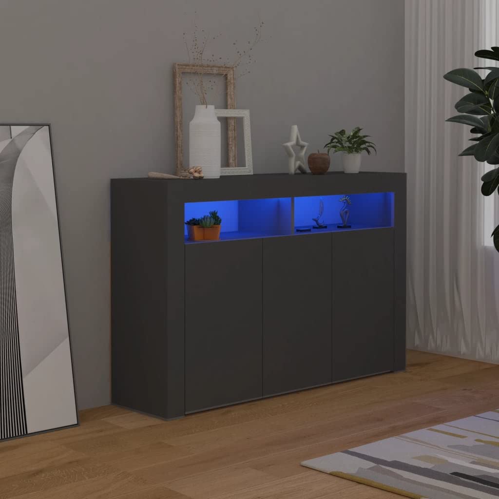 Modern Gray Sideboard with LED Lights - 46