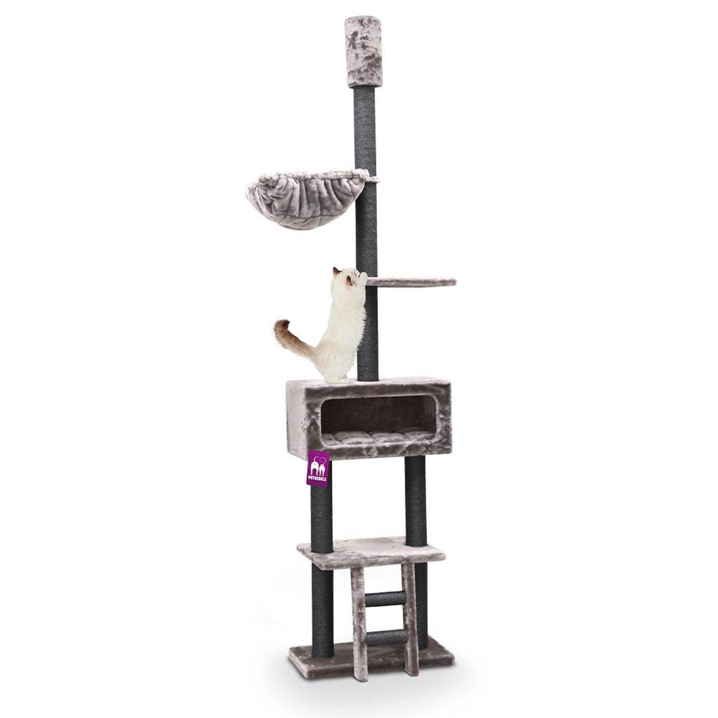 Premium 260cm Cat Tree for Large Cats - Kings & Queens Diana Model - Multi-Level Climbing Tower with Scratching Posts & Cozy Perches - Perfect for Indoor Play, Exercise & Relaxation