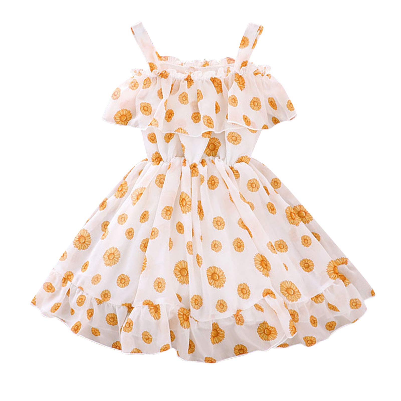 Toddler Baby Girls Floral Print Ruffle Sleeveless Princess Slip Dress - Summer Casual Outfit for Playdates, Birthday Parties & Family Photos
