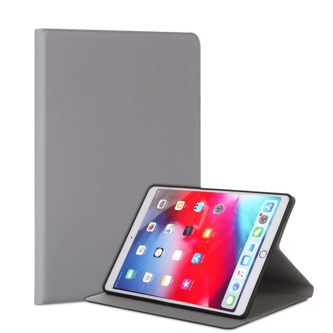 Premium TPU Leather Flip Case for iPad Air 2019 - Slim Protective Cover with Stand & Holder (Black/Grey) | Perfect for Work, Travel & Home Use