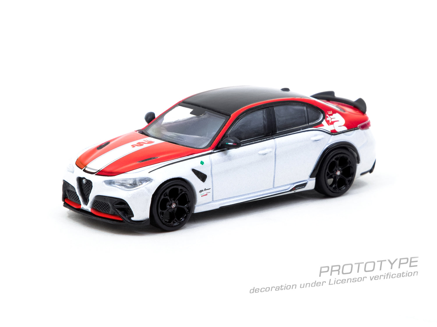 Tarmac Works 1:64 Scale Alfa Romeo Giulia GTA Diecast Model Car - Red & White Collectible for Display, Racing Enthusiasts, and Gift Giving