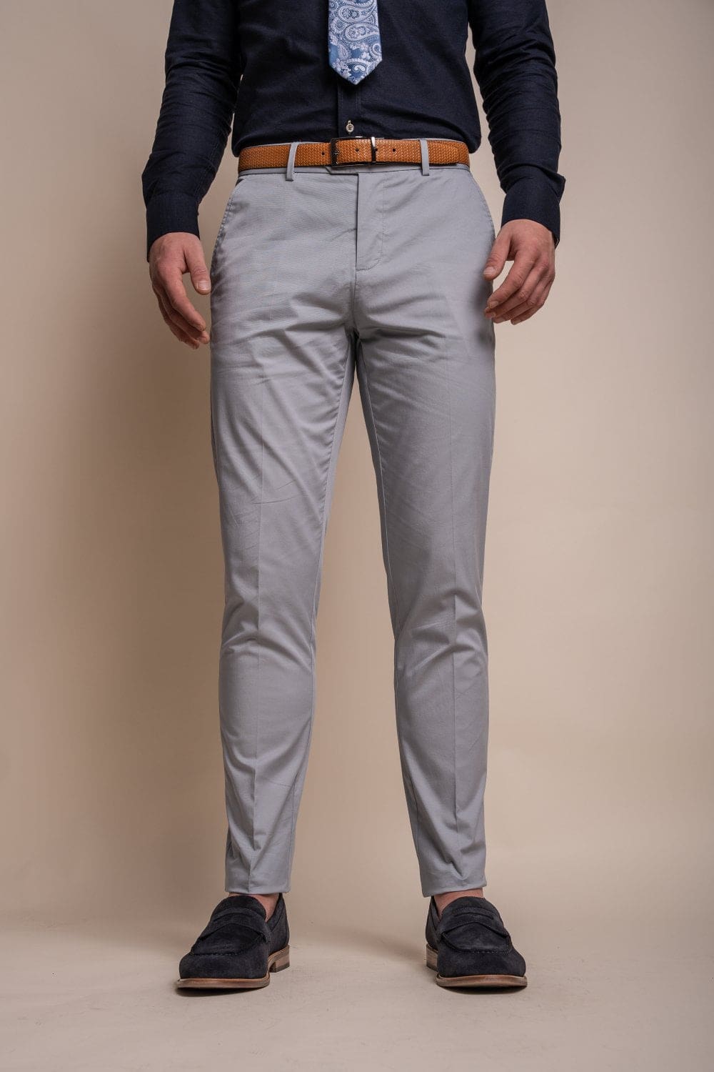 Cavani Mario Men's Ice Blue Dress Pants - Slim Fit Formal Trousers for Business, Office & Special Occasions