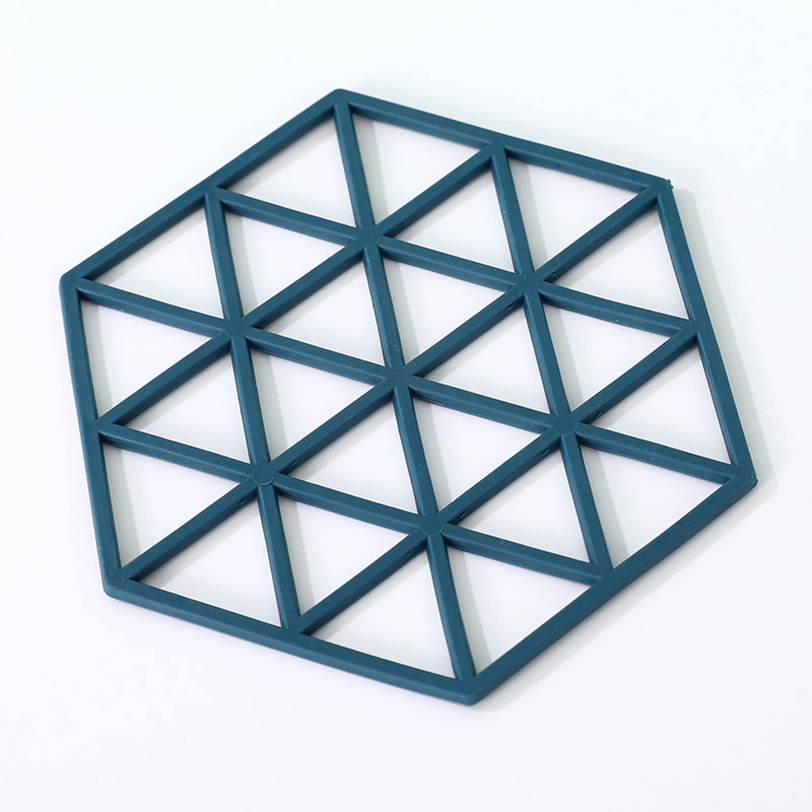 2Pcs Hexagonal Blue Silicone Drink Coasters - Non-Slip Heat Resistant Tableware for Hot Pots, Bowls & Tea Cups - Perfect for Kitchen, Dining Table & Coffee Shop Use