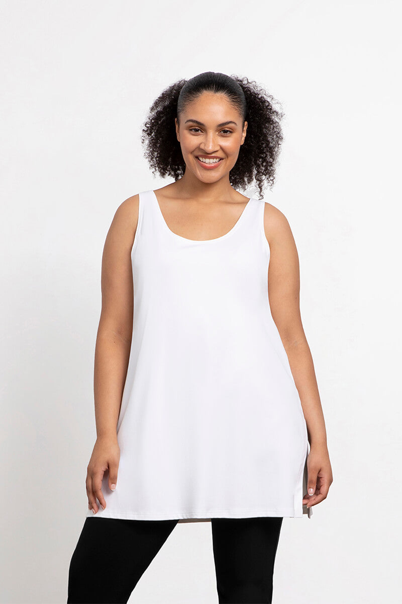 Go To Tank Tunic | Women's Casual White Blouse Top for Summer | Perfect for Beach, Office & Everyday Wear