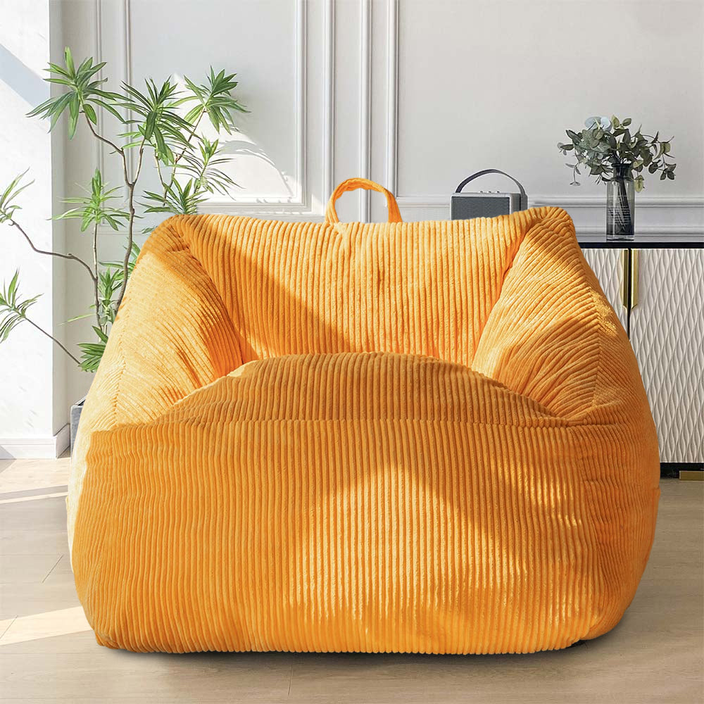 MAXYOYO Bean Bag Chair with Handle & Pocket - Soft Floor Sofa for Teens, Gaming, Reading & Relaxing - Perfect for Living Room, Bedroom & Dorm (Orange)