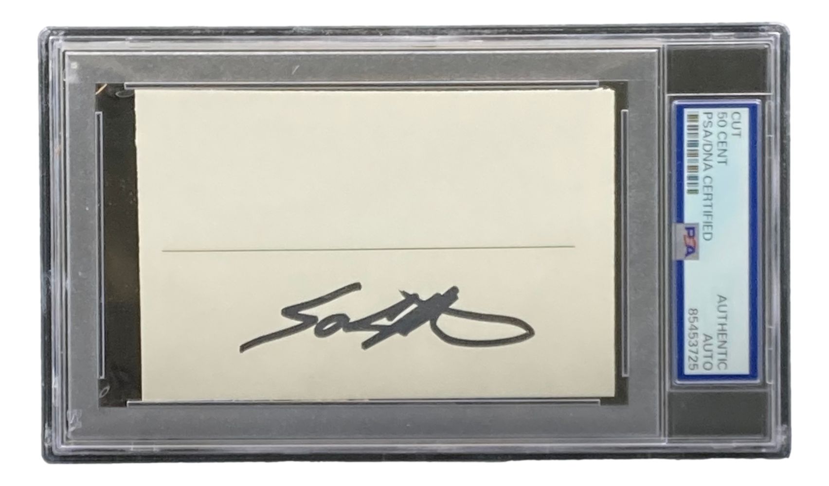 50 Cent Autographed PSA Certified Slabbed Cut Signature - Collectible Memorabilia for Music Fans & Hip-Hop Enthusiasts
