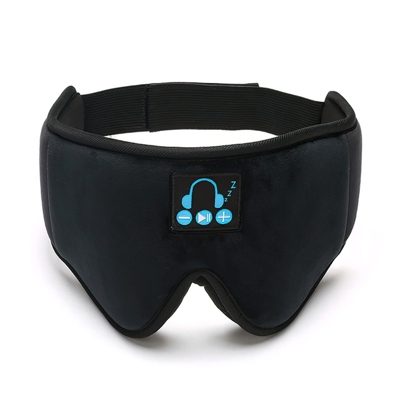 qingmutech Bluetooth Sleep Mask - Wireless Music Eye Mask for Sleeping, Comfortable & Breathable Elastic Blindfold with Built-in Speakers - Perfect for Travel, Meditation & Nighttime Relaxation (Black)
