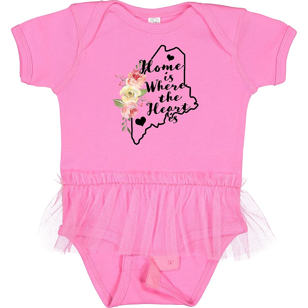Inktastic Maine Home is Where The Heart is Watercolor Infant Tutu Bodysuit - Soft Baby Onesie for Newborns, Girls & Boys - Perfect for Family Photos, Holidays & Special Occasions