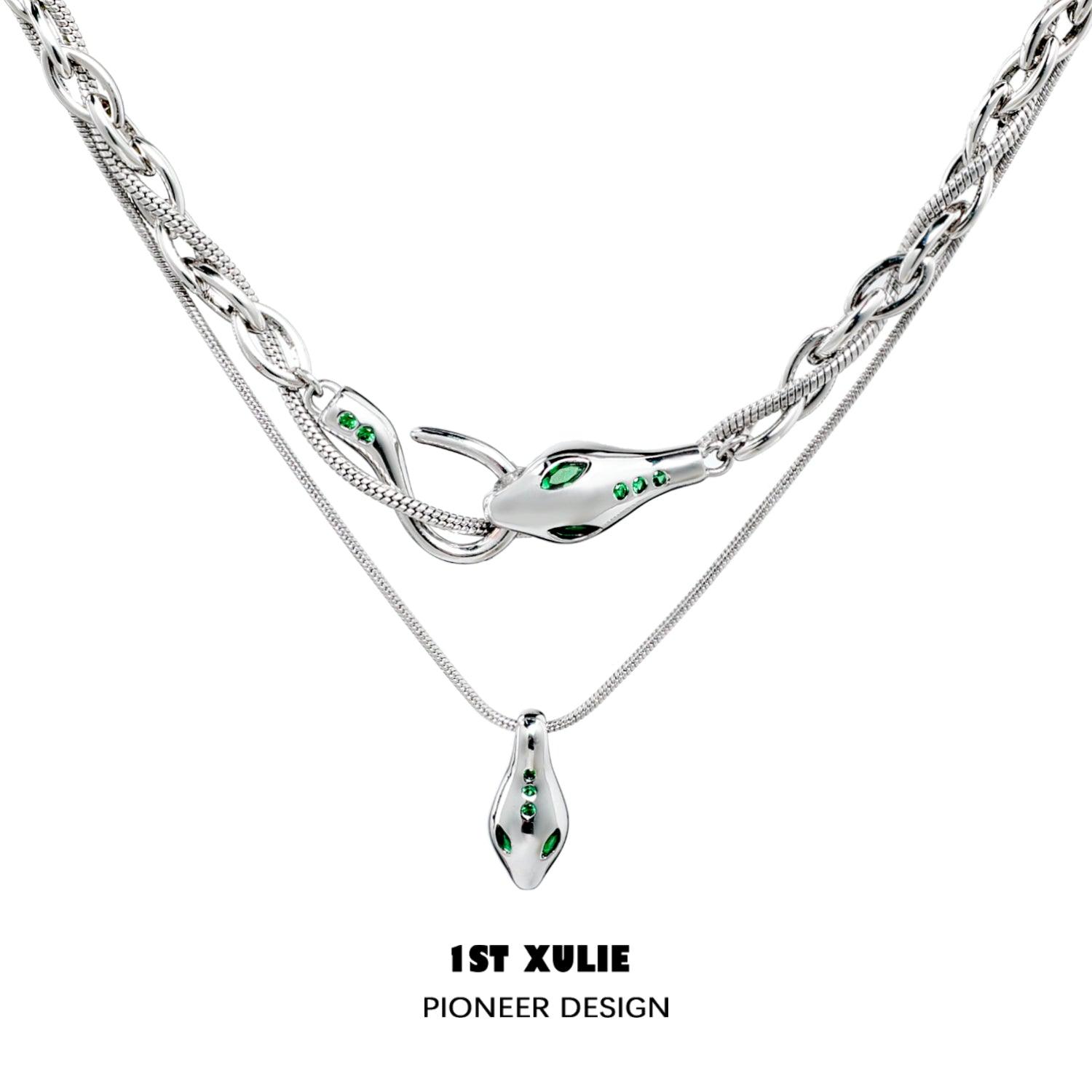 Slytherin House 18k Gold Plated Stacked Necklace Set - Harry Potter Inspired Jewelry for Women, Gifts for Fans - Perfect for Cosplay, Daily Wear & Special Occasions