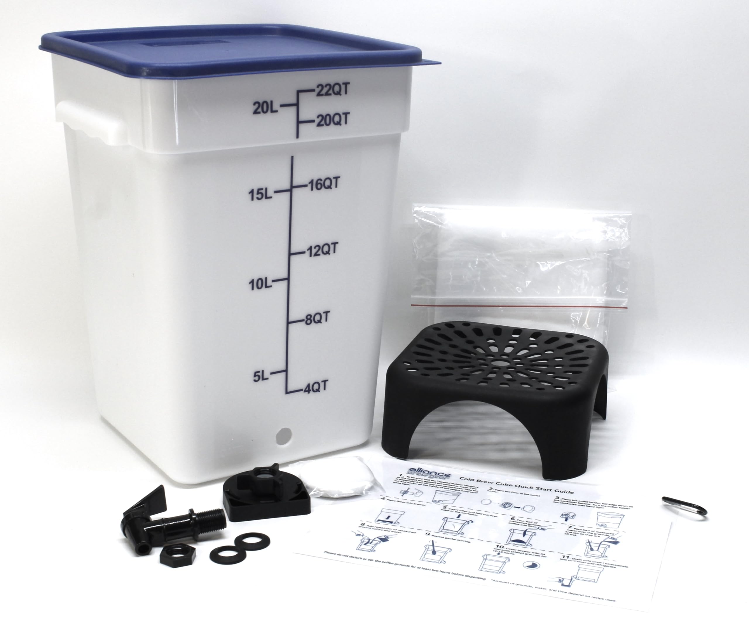 ALLIANCE BREW GEAR 5 Gallon Cold Brew Coffee Maker System - Commercial Grade Cold Brew Cube for Coffee Shops, Restaurants & Cafes - Perfect for Iced Coffee, Nitro Brew & Large Batch Brewing