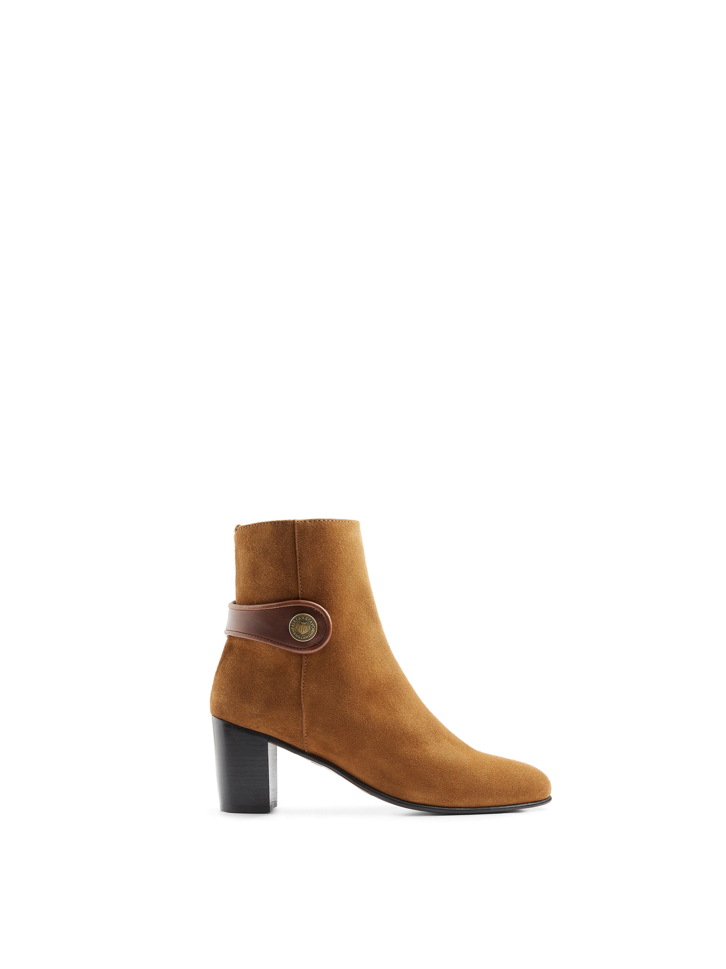 Upton Ankle Boots for Women - Tan Suede Leather Mid Calf Booties - Perfect for Fall, Winter & Casual Outfits