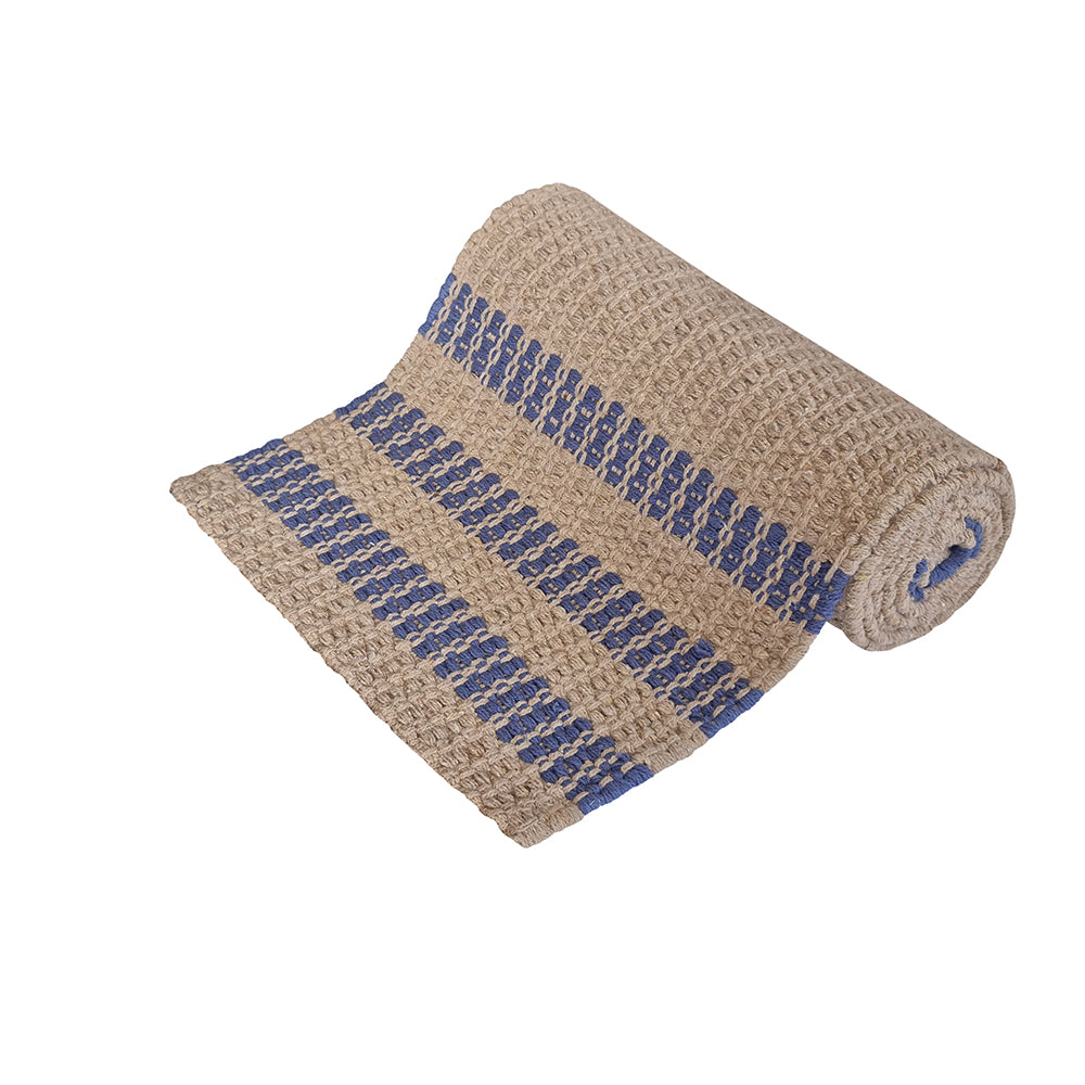 Conner Jute Runner Rug 37x180cm Navy Blue - Natural Eco-Friendly Jute Area Rug for Living Room, Bedroom, Hallway & Entryway