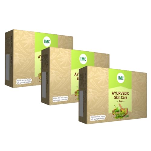 IMC Ayurvedic Skincare Soap - Natural Herbal Cleansing Bar (Pack of 3, 100g Each) for Glowing Skin & Acne Treatment - Perfect for Daily Face & Body Wash Routine