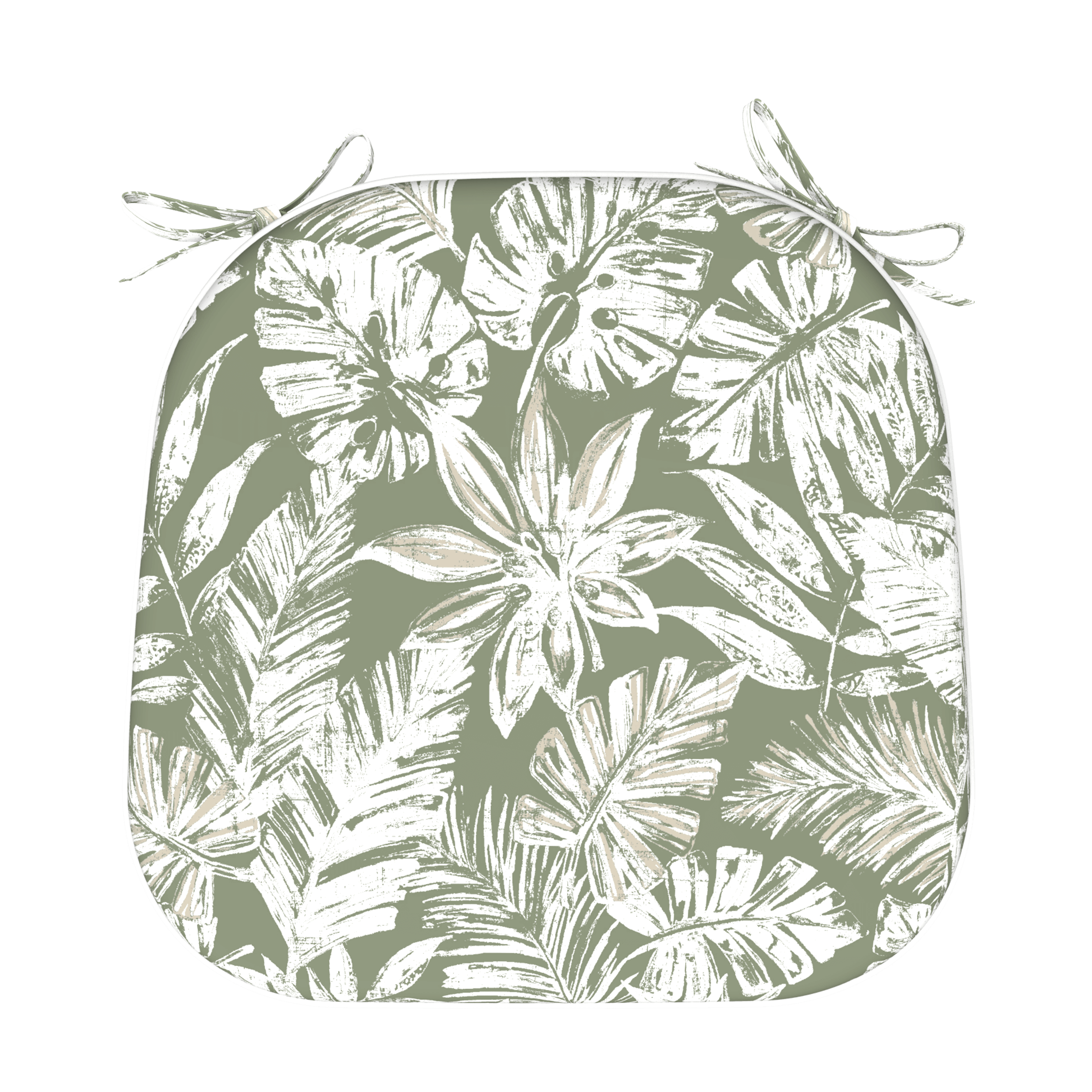 Tahiti Sage Escape Rounded Outdoor Chair Cushion 16x16.5x2 Inches - Water-Resistant Patio Seat Pad for Garden, Poolside & Deck Comfort