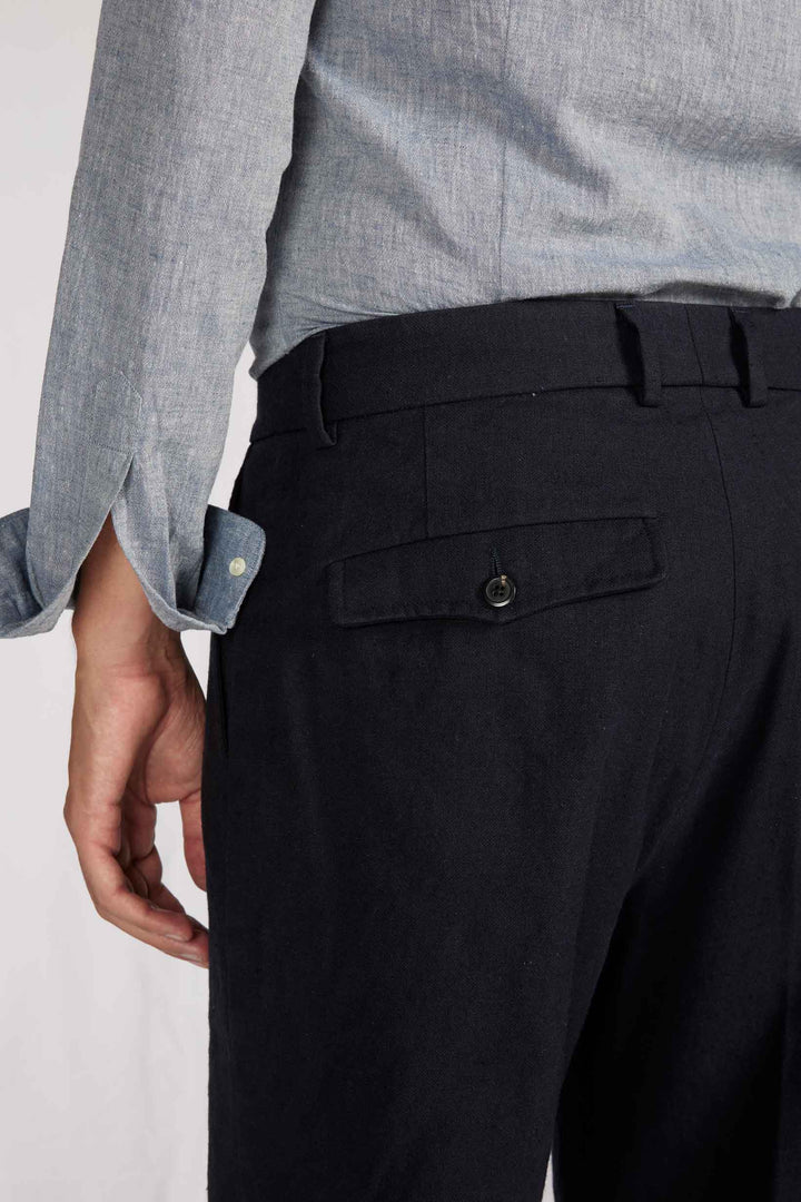 Alvise Hemp Navy Trousers - Eco-Friendly Men's Casual Pants for Outdoor Activities & Travel