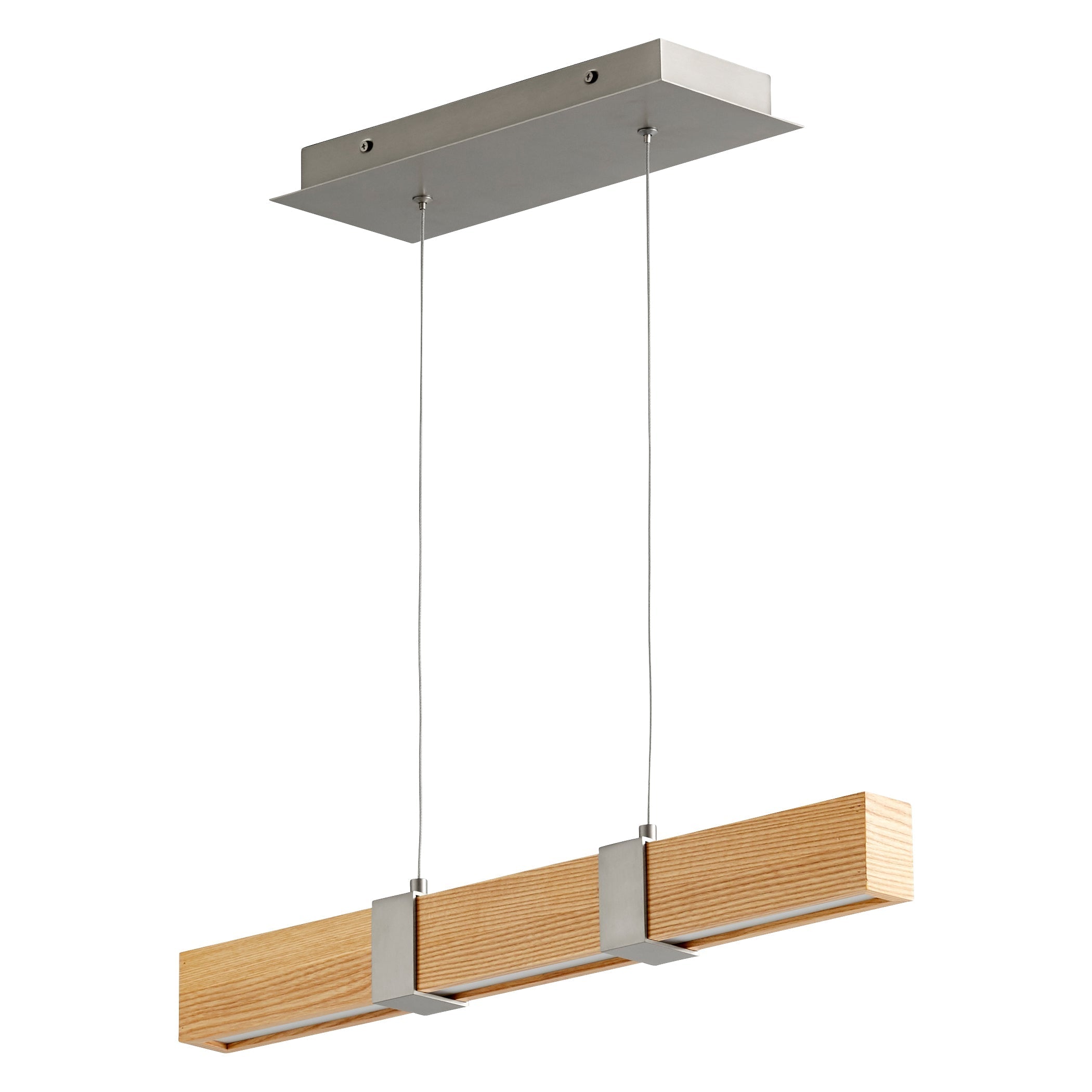 Oxygen Decca 3 24 5224 Modern Pendant Light Fixture in Satin Nickel with White Oak Shade - Perfect for Dining Room, Kitchen Island, or Entryway Lighting