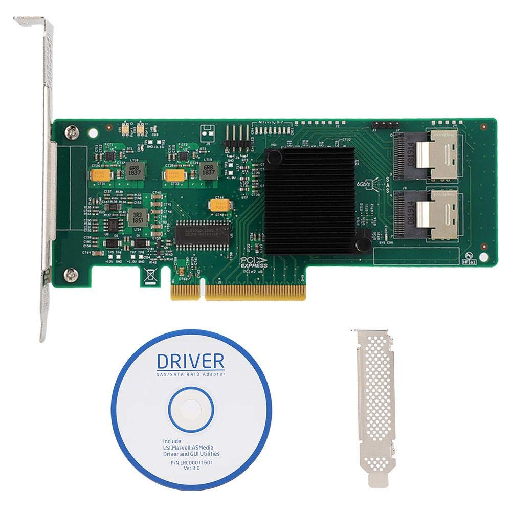 LSI 9211-8i SAS/SATA PCIe 2.0 RAID Controller Card - 8-Port 6Gbps SATA3 HBA with 4TB HDD Support - Perfect for Server Storage Expansion & Data Backup Solutions