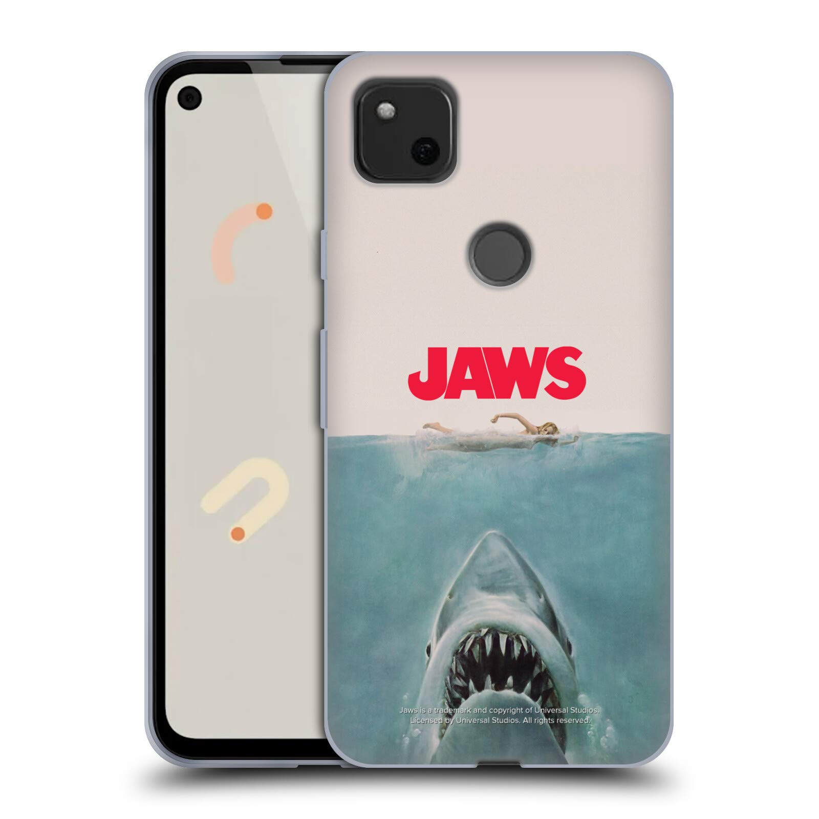 Jaws Poster Soft Gel Case for Google Pixel 4a - Movie Fan Gift