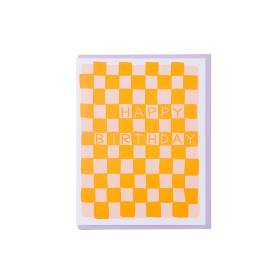 Checker Birthday Letterpress Card - Unique Vintage Greeting Card for Birthdays, Anniversaries & Special Occasions - Perfect for Handwritten Notes & Gift Giving
