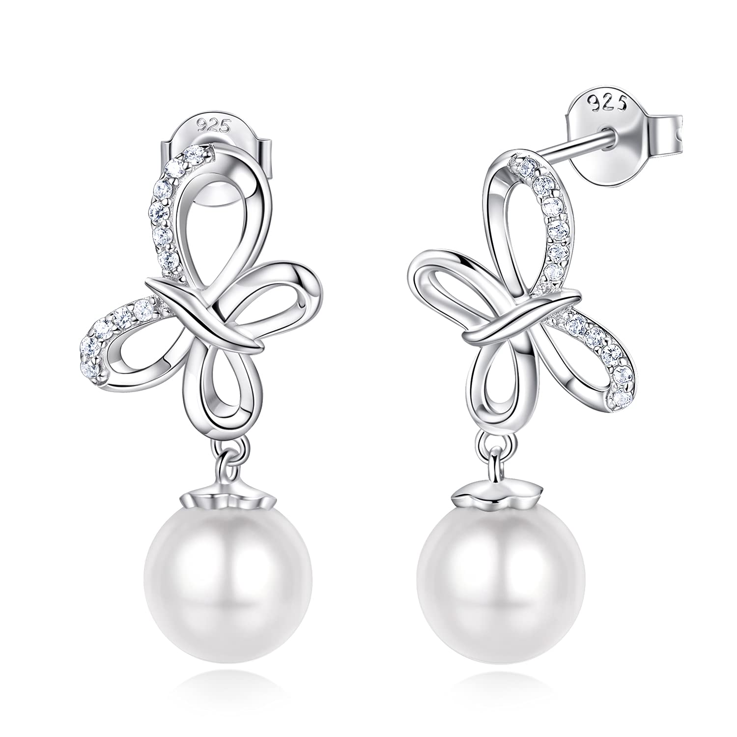 Rosie Olive Pearl Earrings for Women - Sterling Silver Hypoallergenic Jewelry, Perfect Birthday & Christmas Gifts for Mom, Grandma, Daughter & Best Friend - Elegant for Weddings, Parties & Everyday Wear