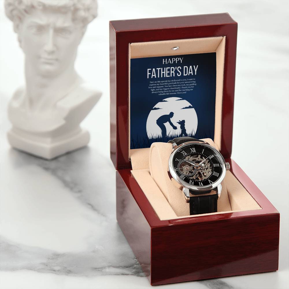 Personalized Openwork Watch for Dad - Engraved Father's Day Gift from Daughter or Son - Perfect for Birthday, Anniversary & Special Occasions