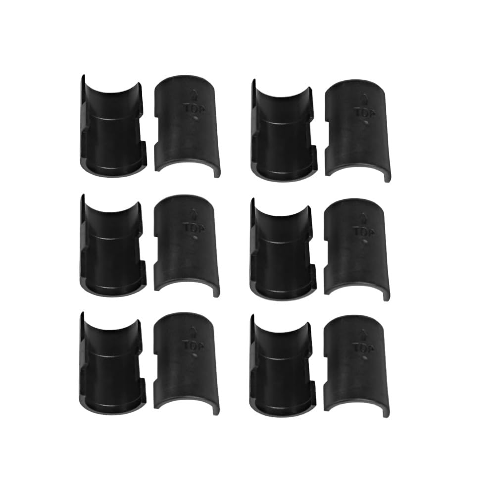 6 Pack Black Wire Shelf Clips - 1 Inch Post Shelving Lock Clips - Durable Plastic Shelf Sleeves Replacement for Wire Shelving Systems (6 Pairs) - Perfect for Garage, Pantry & Closet Organization